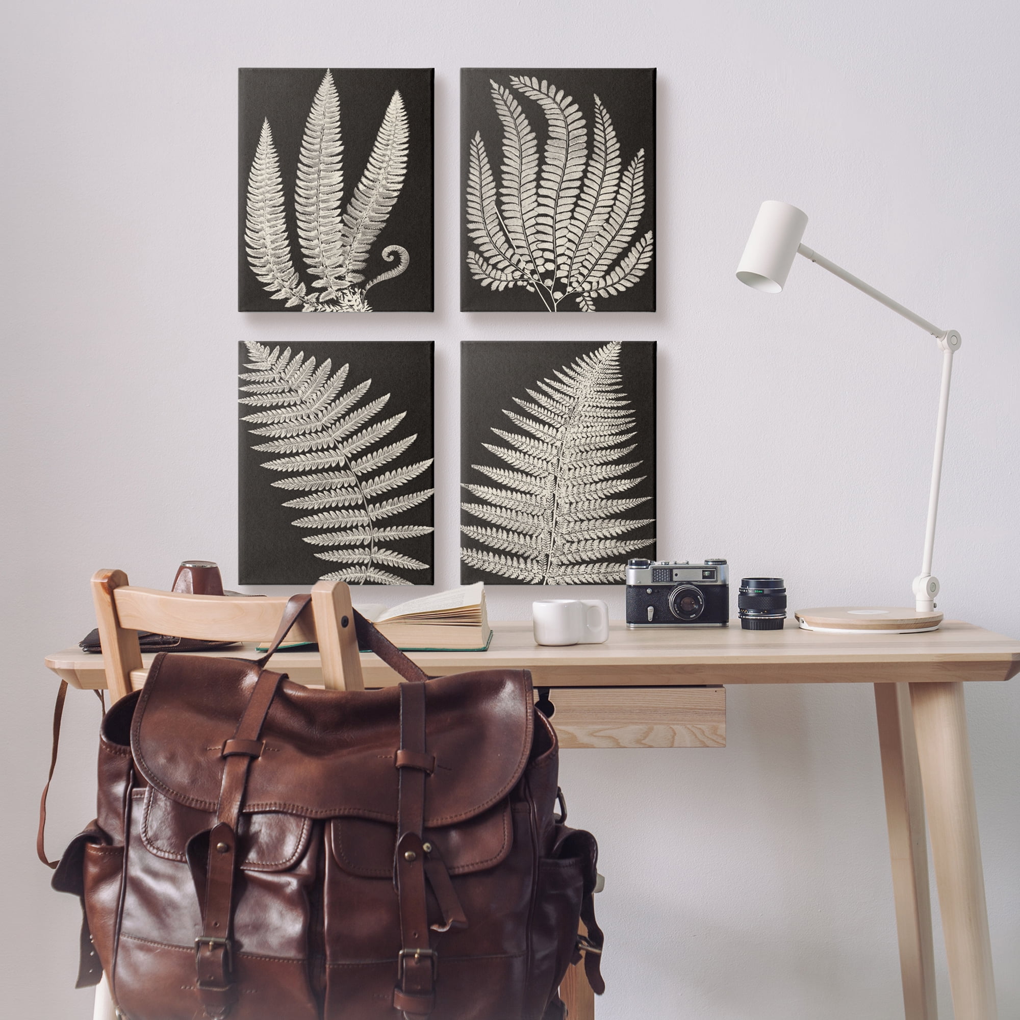 Stupell Vintage Nature Fern Leaf Silhouettes Botanical & Floral Painting Gallery Wrapped Canvas Print Wall Art, Set of 4
