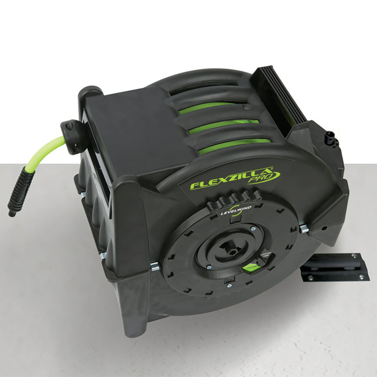 Flexzilla® Pro Retractable Air Hose Reel with Levelwind Technology, 1/2 x  50', ZillaGreen®