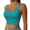 thumbnail image 2 of Fotbe Blue Green Glitter Pattern Womens' Sports Bra Longline Wirefree Padded with Medium Support Sports Moisture-Wicking Workou Vest,Tank Top-, 2 of 9