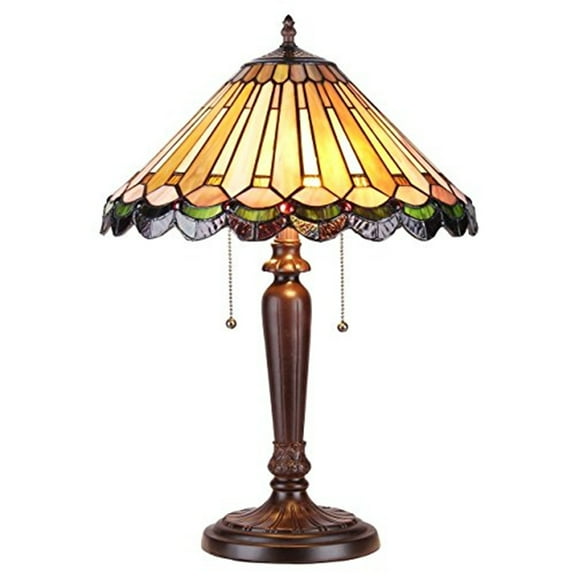 CHLOE Inez Tiffany-style 2 Light Mission Table Lamp 16" Shade