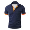 thumbnail image 2 of Men's Color Block Collar Polo Shirt Mesh Quick Dry Fabric Short Sleeve Outdoor Walking Casual Tee, 2 of 5