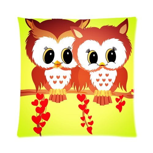 ABPHQTO Cute Cartoon Owl Throw Pillow Cover Funda de cojín 40x40 cm Dos lados de impresión