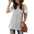 thumbnail image 2 of Haute Edition Women's Short Sleeve Varsity Stripe Casual Summer Top, 2 of 3