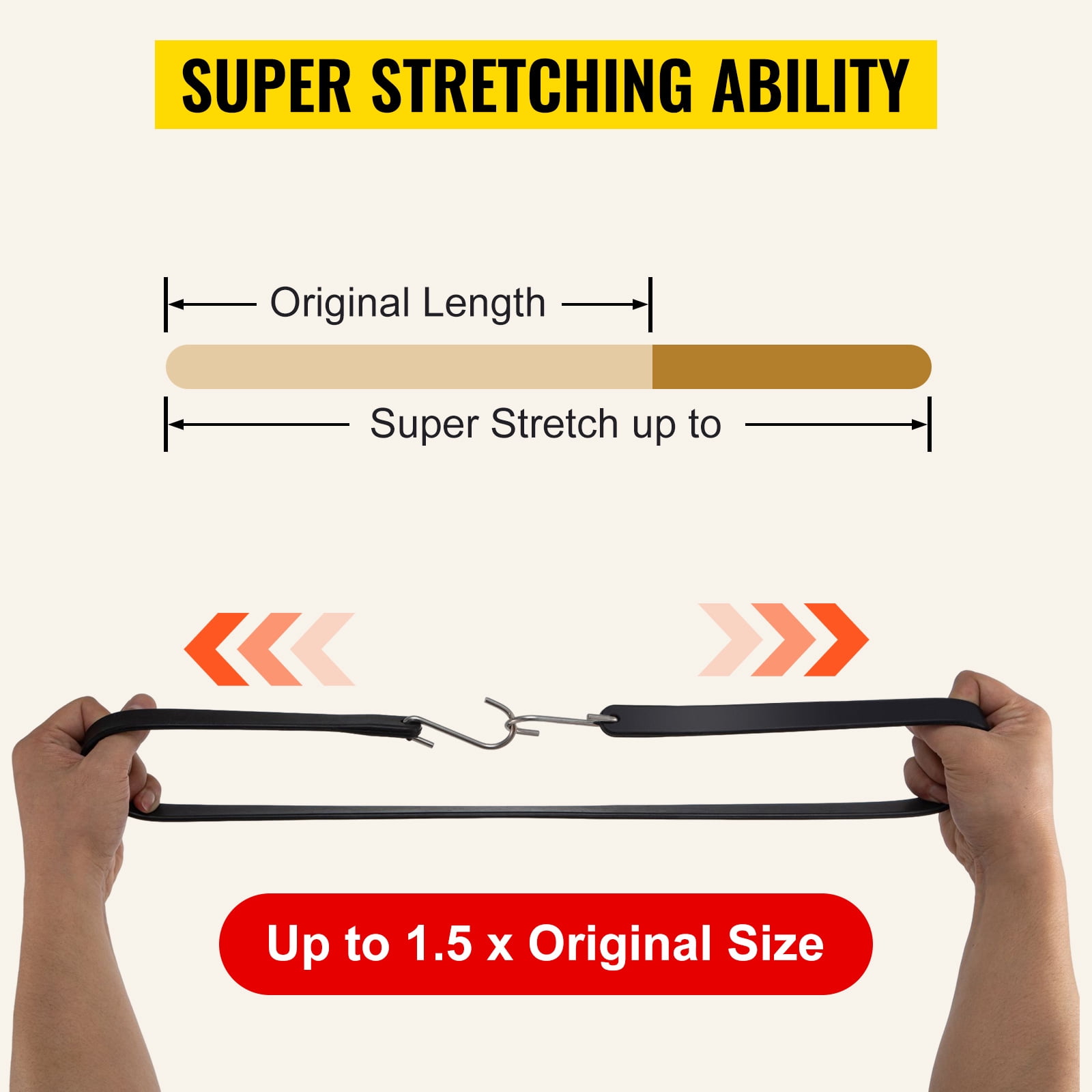 VEVOR Rubber Bungee Cords Natural Rubber Trap Straps 53 Pack 21" Long w/ S Hooks
