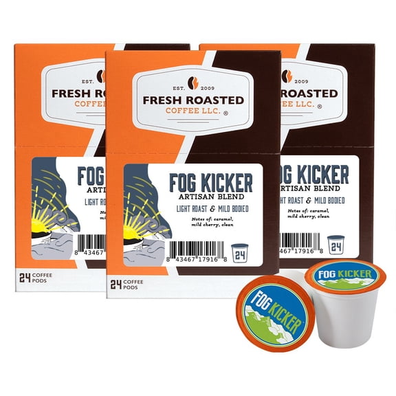 Fresh Roasted Coffee, Fog Kicker Coffee Pods, Light Roast, K-cup Compatible, 72 Count