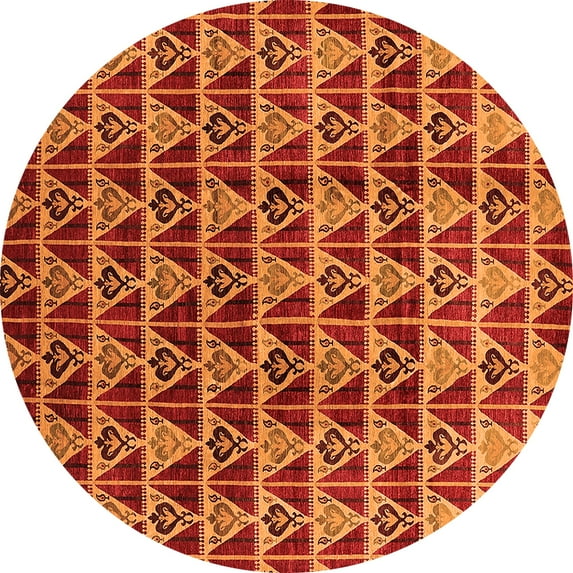 Ahgly Company Indoor Round Oriental Orange Industrial Area Rugs, 5' Round