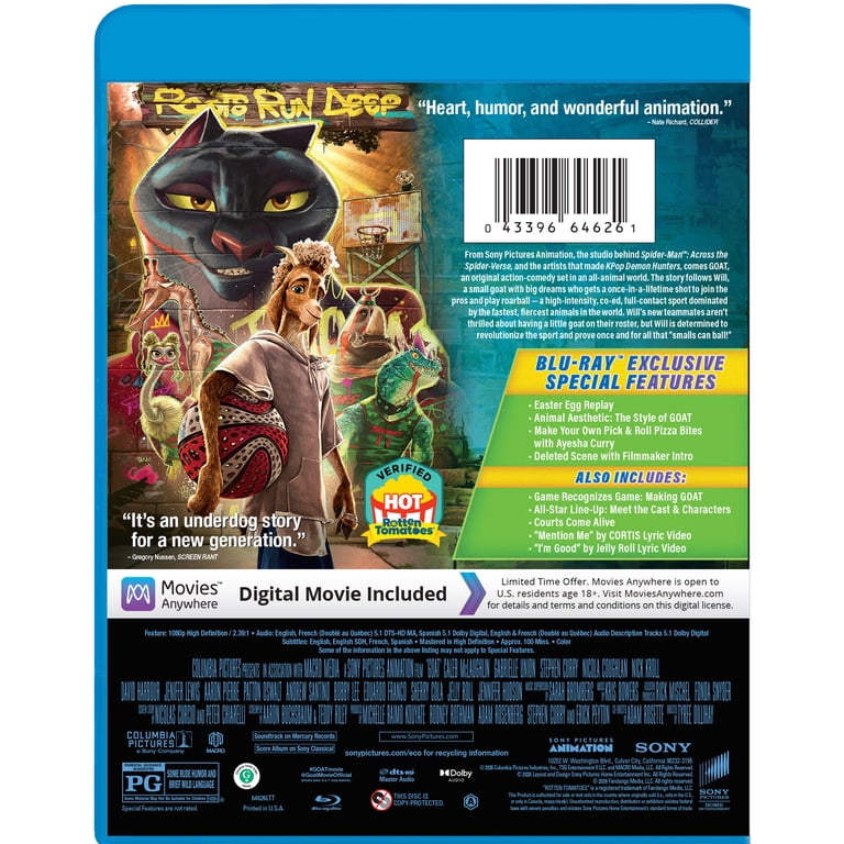 GOAT (Bluray + Digital Copy) Sony Pictures, Family, Animation