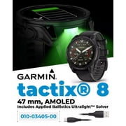 Garmin Tactix 8 - 47mm, AMOLED Display, Premium Tactical GPS Smartwatch, Includes Applied Ballistics Ultralight Solver, 40 M Dive Rating with Wearable4U Power Bank Bundle