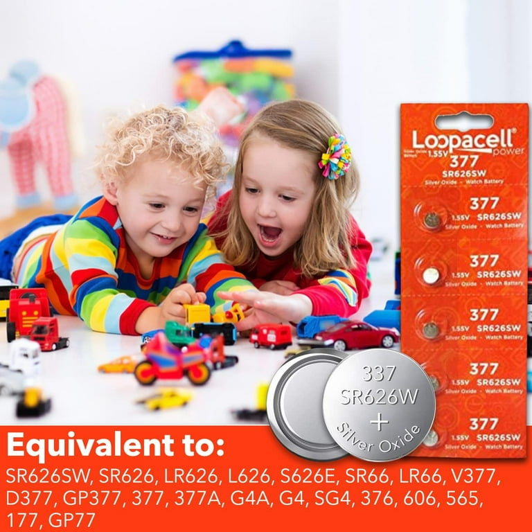 Loopacell Genuine 377/376 Silver Oxide Batteries (5 Pack