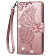 thumbnail image 4 of Samsung Galaxy Note 20 Ultra Wallet Case, Mantto Bling Butterfly Flower PU Leather Flip Phone Cover Credit Cards Slot Shockproof Kickstand Case for Samsung Galaxy Note 20 Ultra, Rosegold, 4 of 9