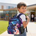 thumbnail image 3 of Pzuqiu Galaxy Wolf Print 13.5 Inch Kids School Backpack Water Resistant Padded Breathable Strap Lightweight Bookbag for Boys Girls Elementary Preschool Daily Use, 3 of 7