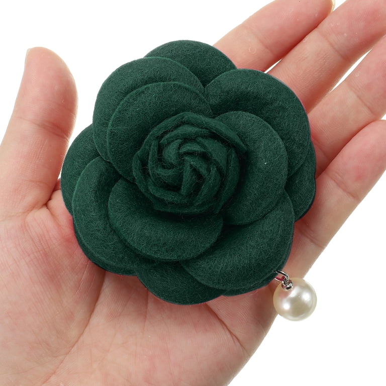 Uxcell Elegant Camellia Flower Brooches Fabric Artificial Pearl