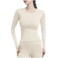 thumbnail image 3 of aidice Workout Tops for Women Lightweight Long Sleeve Crewneck Stretch Quick-Dry Athletic Shirts Activewear, 3 of 7