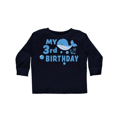 

Inktastic Nautical My 3rd Birthday with Blue Whale Gift Toddler Boy or Toddler Girl Long Sleeve T-Shirt
