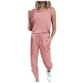 thumbnail image 2 of Auroural Womens Sets Clearance Women Loose Two-piece Sets Solid Sleeveless Tops Vest Casual Pants Sweatsuit, 2 of 6