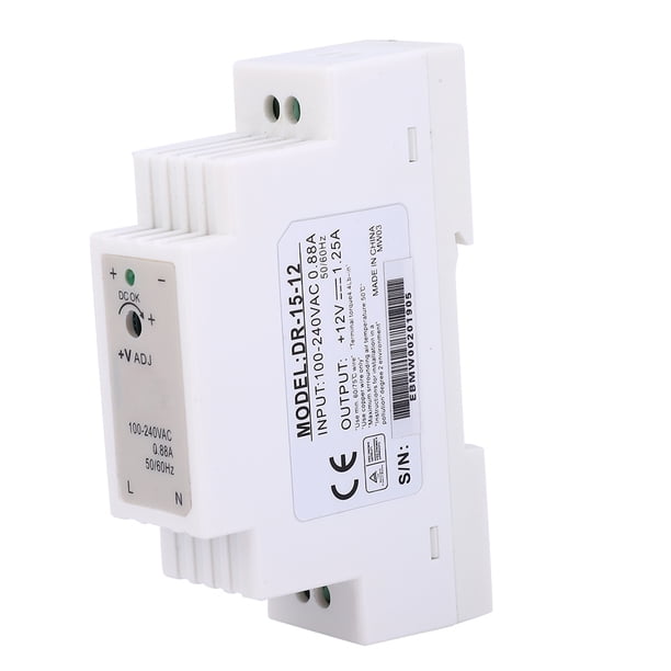 Fuente de alimentación conmutada de salida única para carril DIN DR-15-12, 12 V, 1,25 A, 15 WDR-15-12