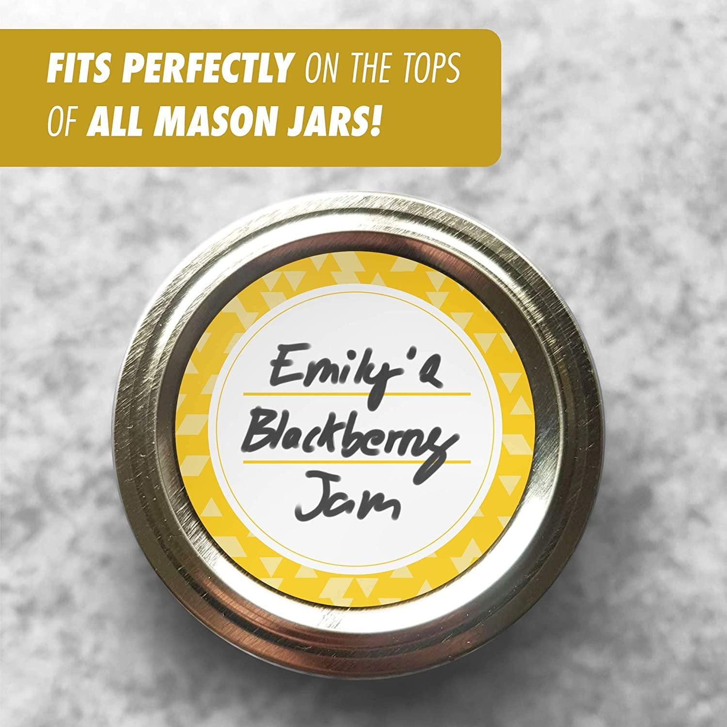 MESS Dissolvable Canning Labels for Jars, Amber 2" Mason Jar Stickers, 200 Pack, Removable Food Container Labels