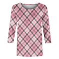 thumbnail image 5 of FAIWAD Womens Plaid Tunic Tops 3/4 Sleeve Round Neck Trendy Pullover Tops Plus Size Color Block Tops, 5 of 5