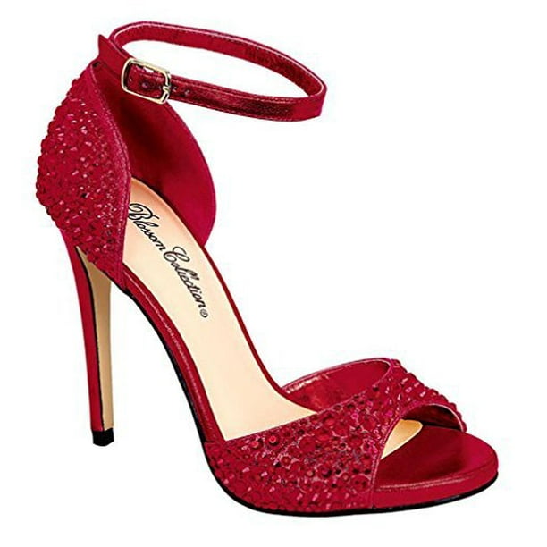 red rhinestones shoes