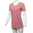 thumbnail image 5 of A2Y Women's Basic Solid Premium Cotton Short Sleeve V-neck T Shirt Tee Tops Dusty Rose M, 5 of 6