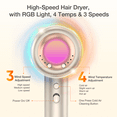 thumbnail image 2 of Moosoo blow dryer for women, Hair dryer, 4 Temps & 3 Speeds with RGB Light for Home, Travel, 2 of 6
