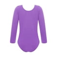 thumbnail image 2 of Jowowha Kids Girls Ballet Dance Leotard Long Sleeve Fleece-Lined Bodysuit Costume Gymnastic Yoga Purple 140, 2 of 7