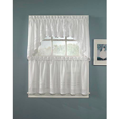 CHF & You Crochet Kitchen Tier Curtains, White ( Swag, Valance Each ...