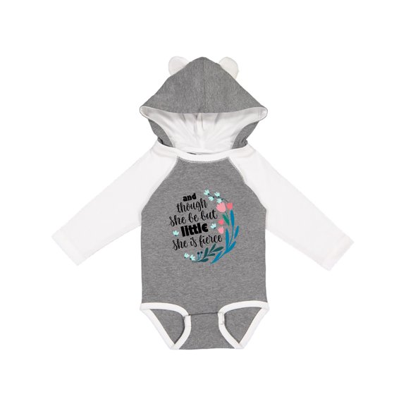 Inktastic Though She Be but Little Fierce Quote Girls Long Sleeve Baby Bodysuit