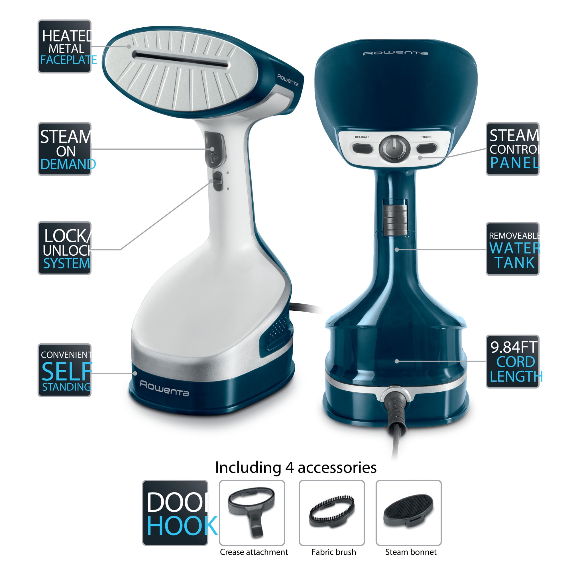 Rowenta X-Cel Steam+ Handheld Steamer for Clothes, Garment Steamer, 1600 Watts, 6.7 oz Water Tank, Portable, DR8120