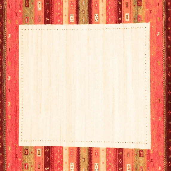 Ahgly Company Indoor Square Solid Orange Modern Area Rugs, 5' Square