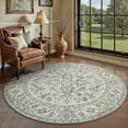 thumbnail image 6 of SIXHOME 8'x8' Round Rug Washable Rugs for Living Room Vintage Traditional Circle Carpet Rugs for Bedroom Dinning Room Office Soft Non Slip Area Rug Retro Home Decor Light Gray, 6 of 8