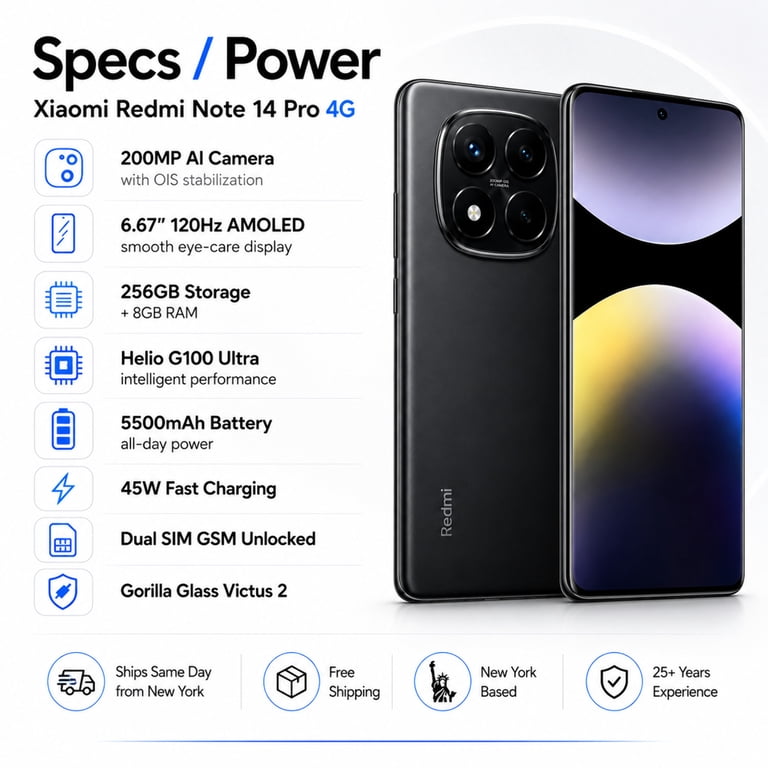 Xiaomi, Smartphone, Redmi Note 14 Pro 256GB 8GB RAM, Midnight