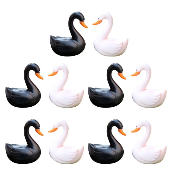 MLINS  10 Pcs Family Swan Figure Sculptures Animal Lawn Statues Solar Garden Ornaments Lovers