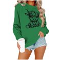 thumbnail image 5 of ersvoioy Womens Cow Print Sweatshirt Crewneck Loose Fit Long Sleeve Hoodless Pullover for Fall Green M, 5 of 6