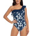 thumbnail image 1 of Moon Phases / Repeat Pattern One Shoulder Ruffle Swimsuits One Piece Swimsuit Women Swimwear Beach Bathing Wear Moon Phases, 1 of 5