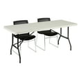 thumbnail image 2 of Norwood Commercial Furniture 6 ft Multipurpose Indoor Outdoor Heavy Duty Portable Rectangular Blow Molded Plastic Folding Table 30" W x 72" L Gray, 2 of 7