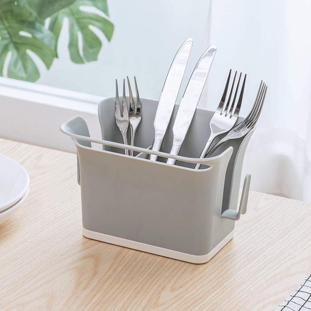 DAMAIE Kitchen Flatware Drying Holder Cutlery Sink Caddy Storage Basket Box With Sink Tray