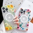 thumbnail image 6 of for iPhone 14 Pro Max Case Compatible with MagSafe, Floral Print Magnetic Translucent Matte Lens Camera Protection Flower Phone Case for iPhone 14 Pro Max for Women Girls - Yellow, 6 of 10