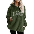 thumbnail image 3 of Jsaierl Women's Mama Fuzzy Hoodies Plus Size Solid Color Hooded Sweatshirt Travel Sweater Soft Long Sleeve Tops Winter Fashion S-3XL, 3 of 5