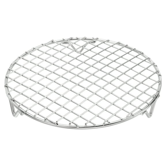 Uxcell Round Cooking Rack with Legs, Dia 7.5 Inch 304 Stainless Steel Barbecue Grill for Cooking Baking Barbecue Air Fryer Racks, Silver