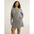 thumbnail image 5 of Joyspun Women's Velour Henley Sleep Shirt and Socks Set, 2-Piece, Sizes XS-3X, 5 of 6