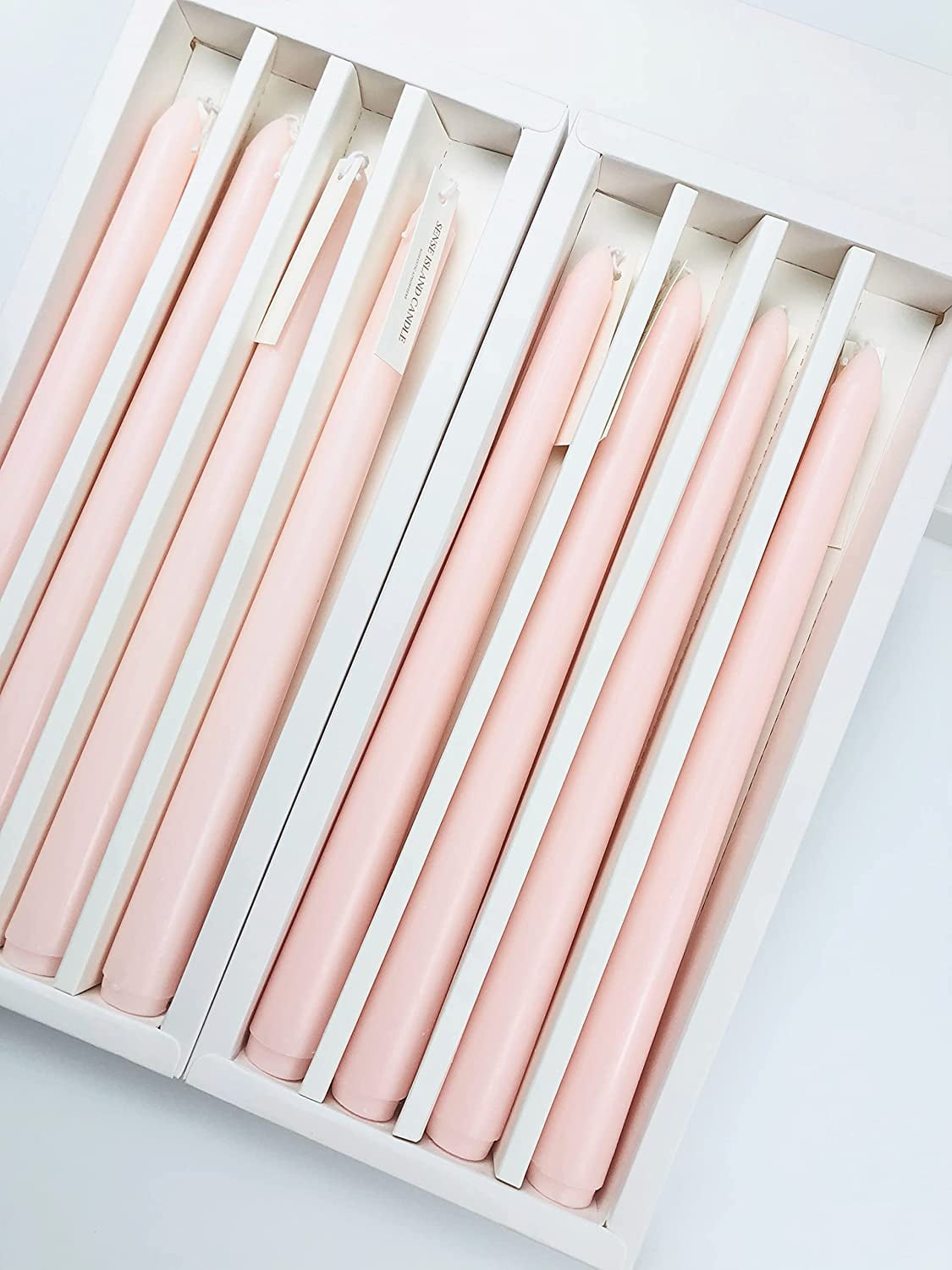 Taper Candles 10'' Colored Candle Sticks Set of 8 | Rose Scented, Natural Soy Wax | Home Decor Kitchen Decor Wedding Decorations (Baby Pink)