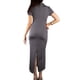thumbnail image 3 of Jess por Meiko Vestido de Mujer Esculpido con Cuello en Llave y Cuello Mock Bodycon Maxi Dress M Gris Oscuro, 3 of 6