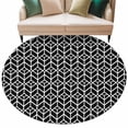 thumbnail image 2 of Abstract Leaf Round Living Room Rugs 6 ft, Abstract Geometric Black White Leaves Plant Shape Washable Area Rug with Non-Slip Sturdy Edge Binding Round Carpet for Kitchen Office Bedroom, 2 of 9