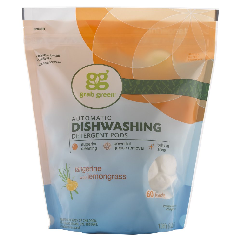 Grab Green Natural Automatic Dishwashing Detergent Pods Tangerine with