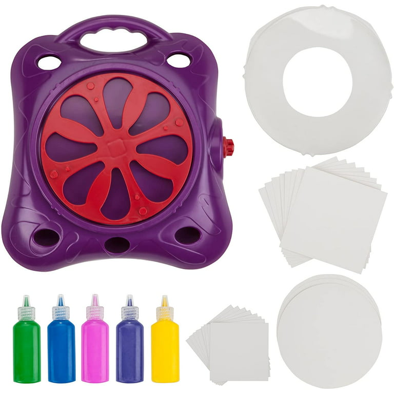 ArtCreativity Swirl Painting Kit for Kids, Friction Powered Spin Art Machine,  21 Piece Set, Includes Paint, Glitter, Paper, Spinning Wheel, Engaging Arts  & Crafts Activities, No Batteries Required
