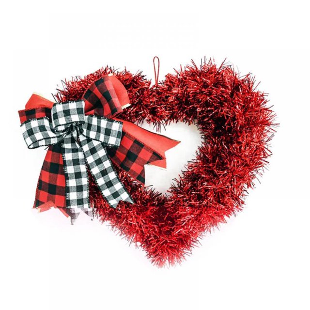 CNKOO Valentines Guirlande Décor-Valentines Guirlande pour Porte d'Entrée Arc Rouge Coeur Guirlande pour Décorations d'Intérieur Extérieur Valentines Jour Coeur en Forme de Couronne Signe Mur Suspendu Décor