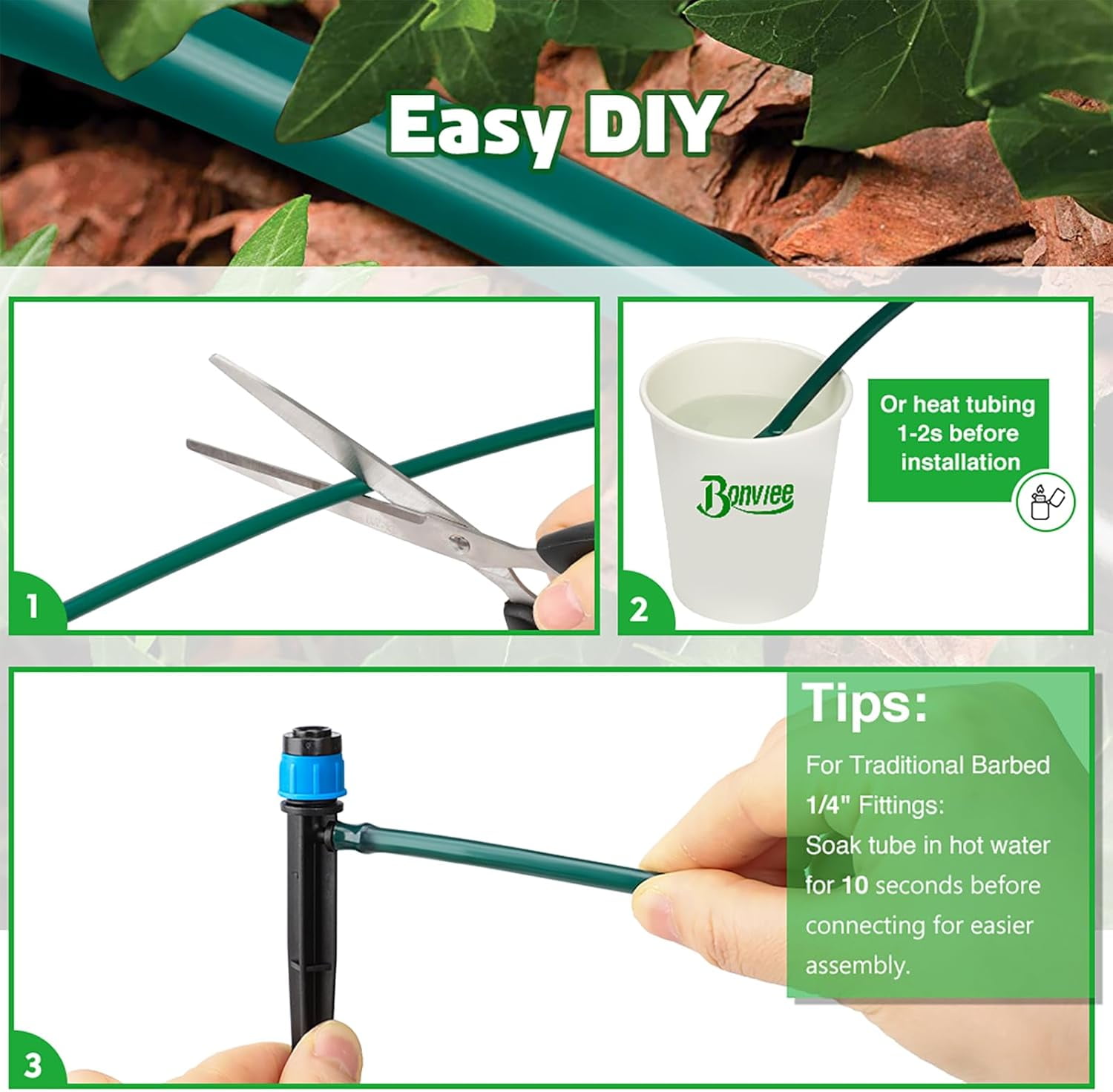 FRKSMD-100ft 1/4 inch Blank Distribution Tubing Drip Irrigation Hose Garden Watering Tube Line for Small garden irrigation system