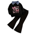 thumbnail image 1 of Caqnni Girl Relaxed Fit Two-Piece Set Featuring a Classic Polo Lightweight Pullover Sweatshirt and Trendy Flare Pants for Spring and Fall(Blue,3-4 Years), 1 of 8