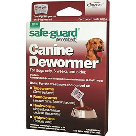 001-040694 Safeguard Canine Dewormer For Dog, 40 lb (3 Pack), For Treatment and control of roundworms hookworms whipworms and tapeworms By